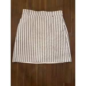 Striped A-Line Mini Skirt White & Black  Pinstripe Size 8 491157